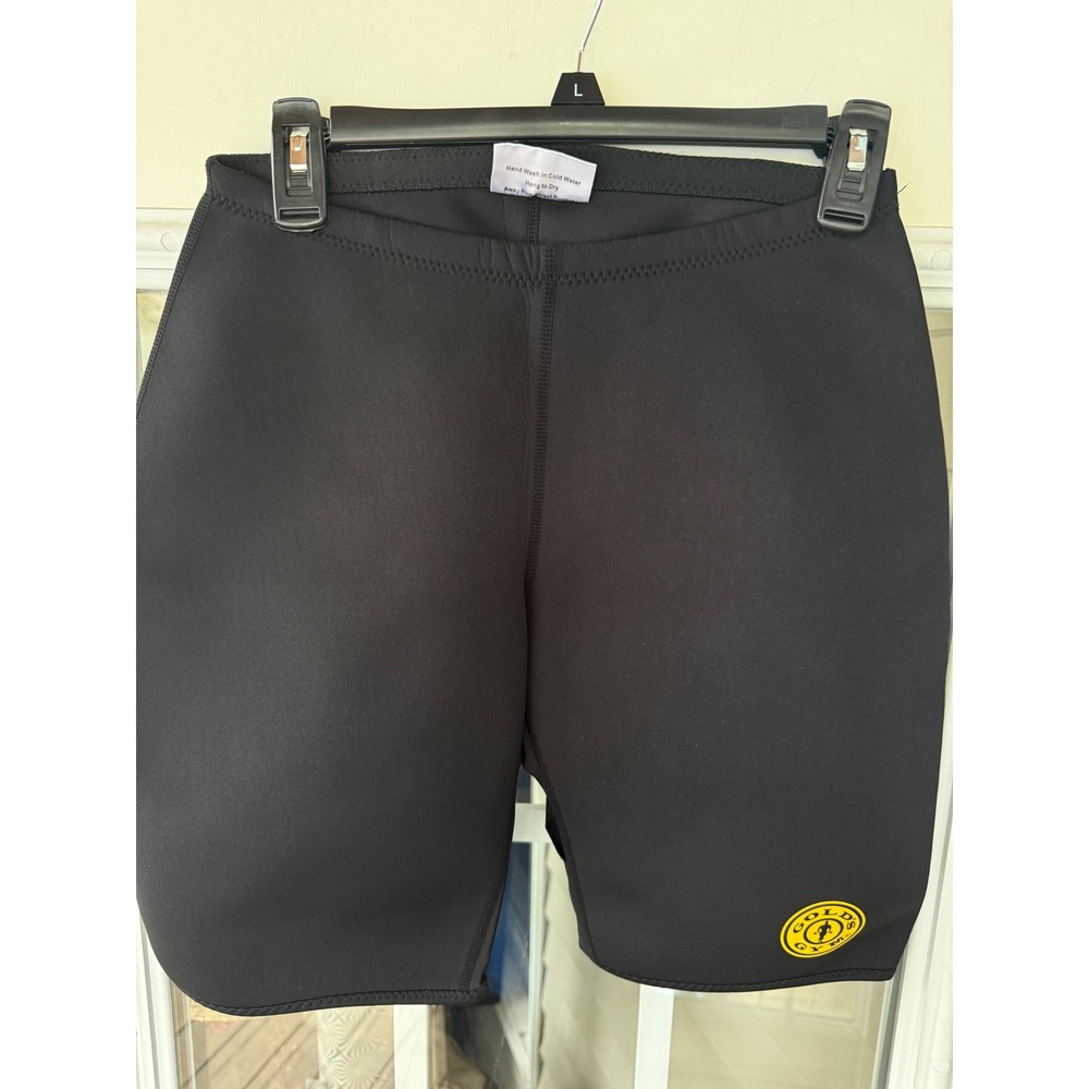 Golds Gym Mens Neoprene Black Shorts SZ S/Md Lifting Cycling Compression Elastic